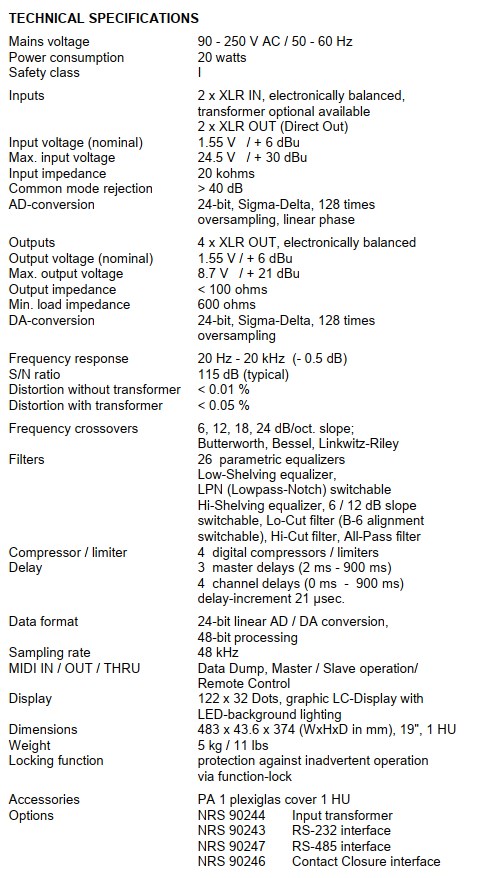 EV Dx38 Specifications